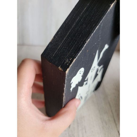 Sixtrees quill paper happy Halloween wooden haunted house goes home prop - Picture 10 of 11